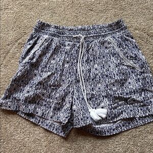 Women's Blue and White Patterned Beach Shorts